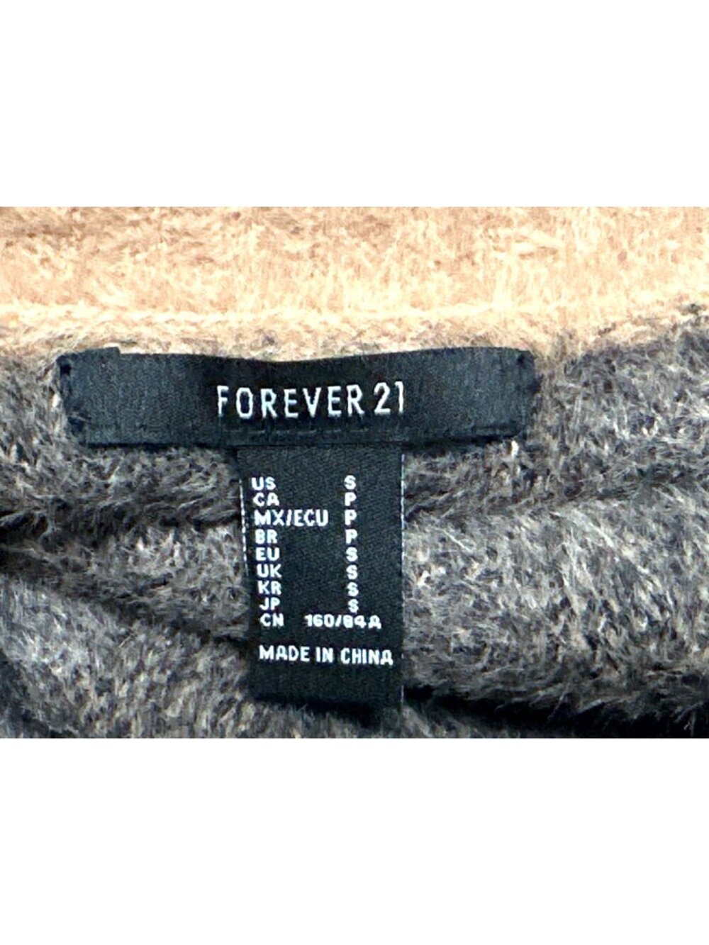 Forever 21 Size Small Beige Black Zebra Cardigan Fuzzy Longline Glam Grunge Cozy - Picture 6 of 10
